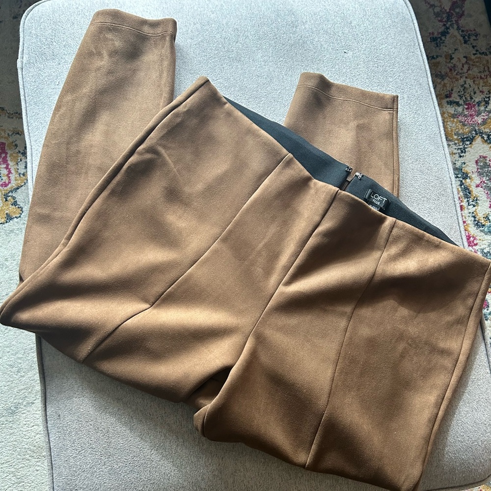 LOFT Plus size 20 micro suede brown pants EXCELLENT